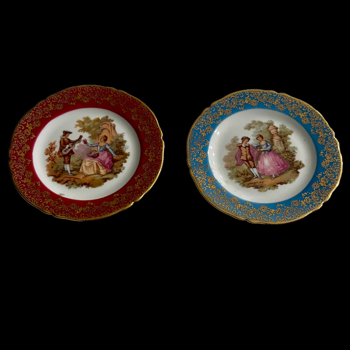 Vintage Limoges Castel France two mini porcelain decorative plates
