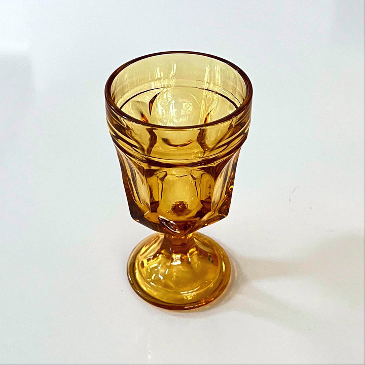 Vintage Anchor Hocking Fairfield Amber Wine Goblets Amber set of 6 Glasses