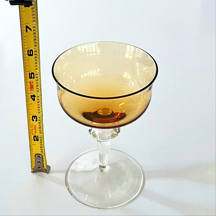Vintage MCM Denby Amber Champagne Set Of 6 glasses