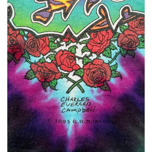 Vintage 1993 Grateful Dead Charles Everard Campbell Tie Dye Liquid Blue T-shirt. XL