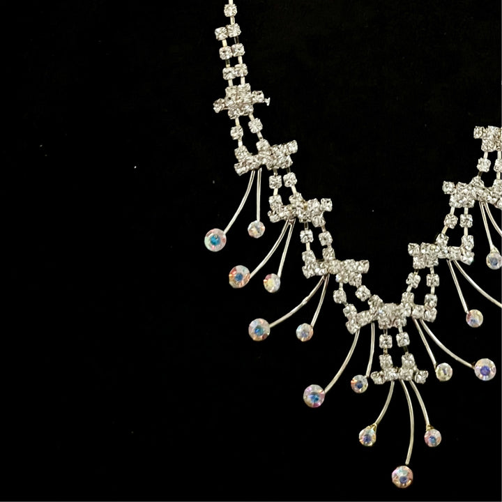 Vintage Rhinestone Silver Tone Necklace