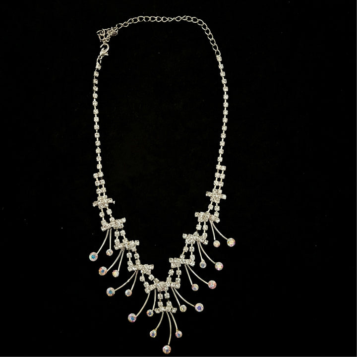 Vintage Rhinestone Silver Tone Necklace