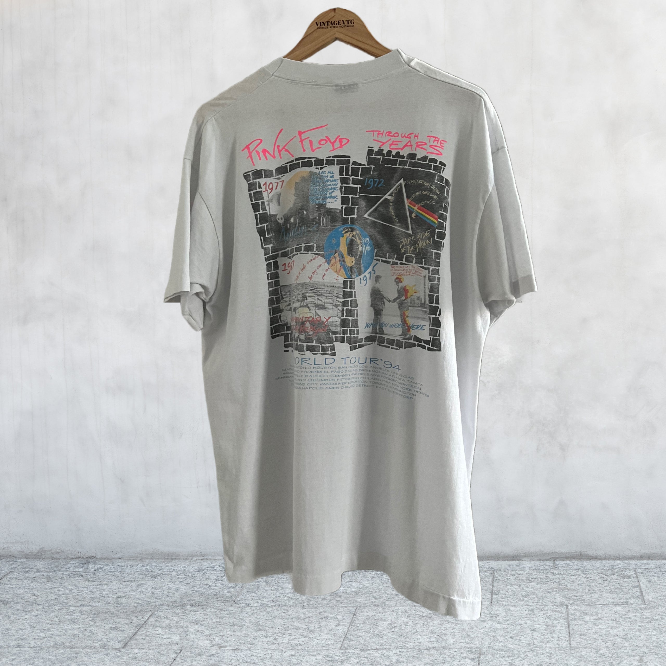 Rare Vintage Pink Floyd Through The Years 1994 World Tour T Rare Vintage Pink Floyd Through The Years 1994 World Tour T
