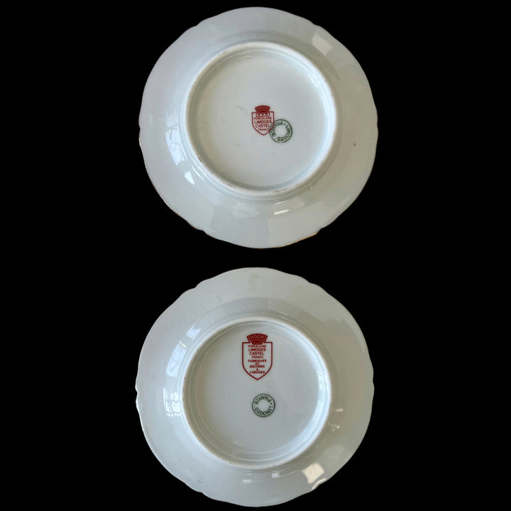 Vintage Limoges Castel France two mini porcelain decorative plates