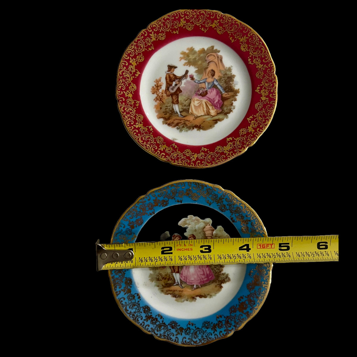 Vintage Limoges Castel France two mini porcelain decorative plates