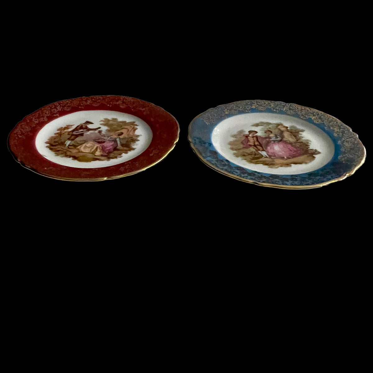 Vintage Limoges Castel France two mini porcelain decorative plates