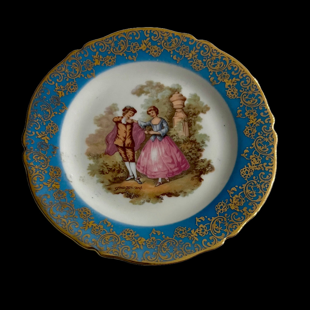 Vintage Limoges Castel France two mini porcelain decorative plates