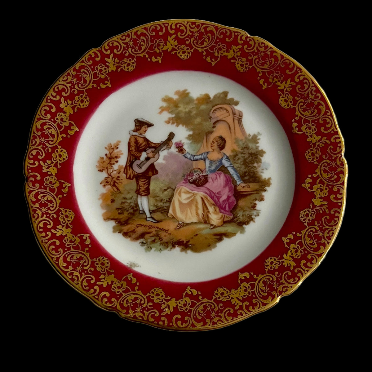 Vintage Limoges Castel France two mini porcelain decorative plates
