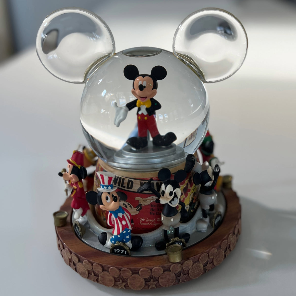 VTG Disney Mickey Mouse March Timeline 1928-1971 Snow Globe