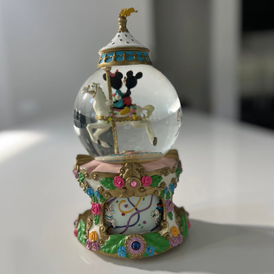 VTG Disney Mickey & Minnie Carousel Waltz Snow Globe