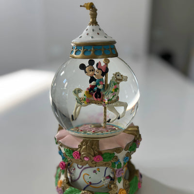 VTG Disney Mickey & Minnie Carousel Waltz Snow Globe