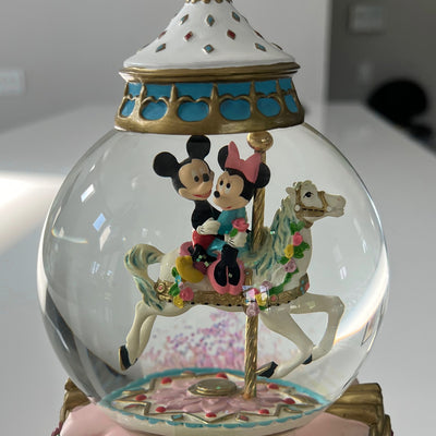 VTG Disney Mickey & Minnie Carousel Waltz Snow Globe