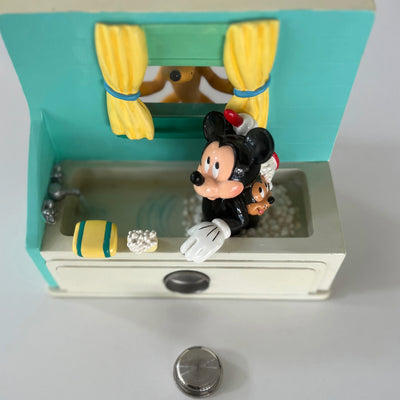 VTG extremely rare Disney Mickey In Bath tub with Pluto at window figurine clock