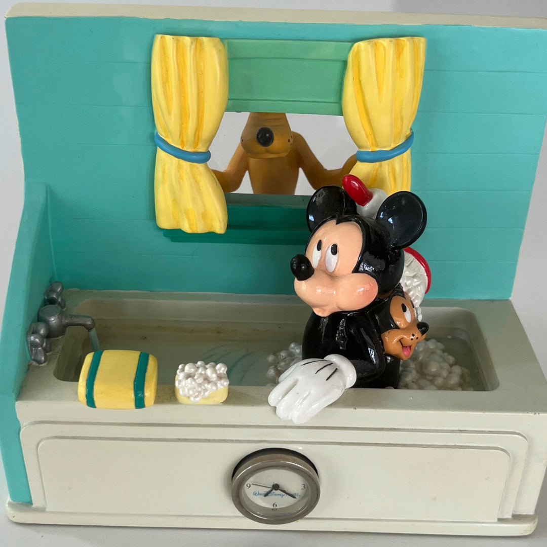 VTG extremely rare Disney Mickey In Bath tub with Pluto at window figurine clock