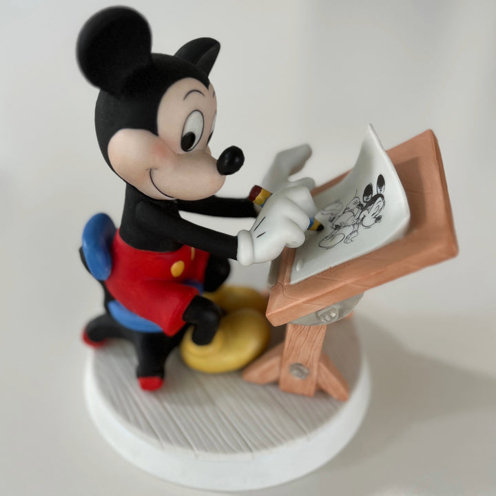 VTG Disney Mickey self Portrait Painting Porcelain Figurine