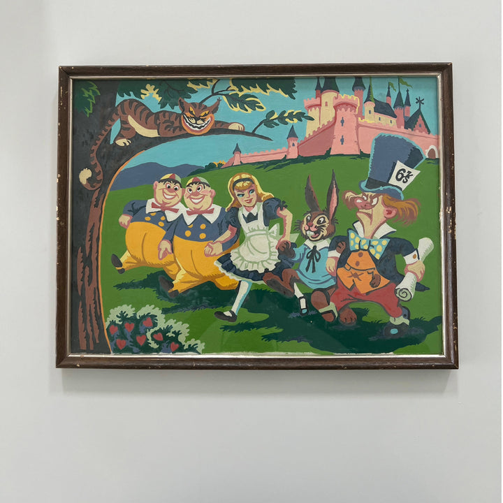 Vintage 1950s - 1960s Alice In Wonderland Paint By Number Painting