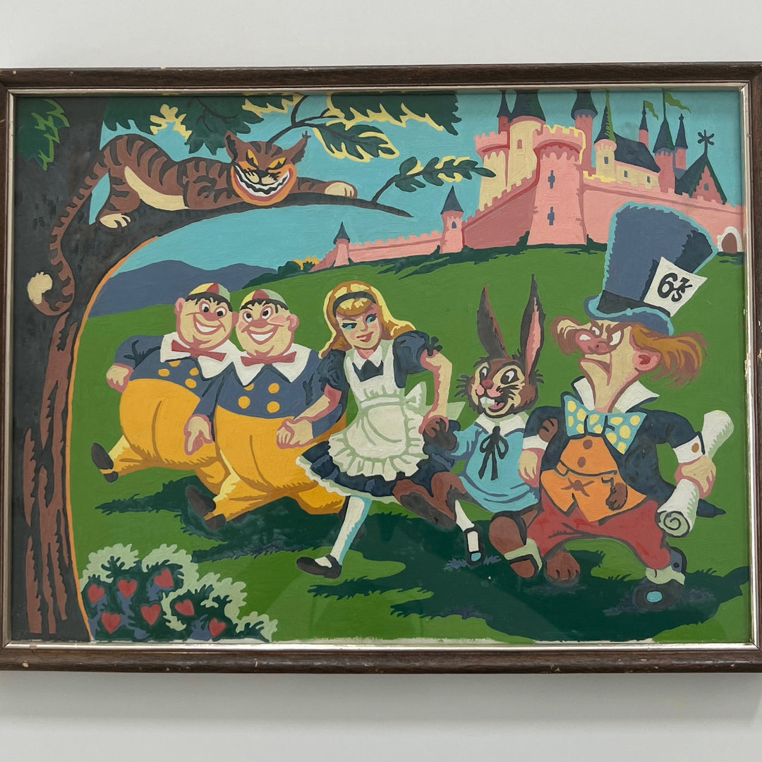 Vintage 1950s - 1960s Alice In Wonderland Paint By Number Painting
