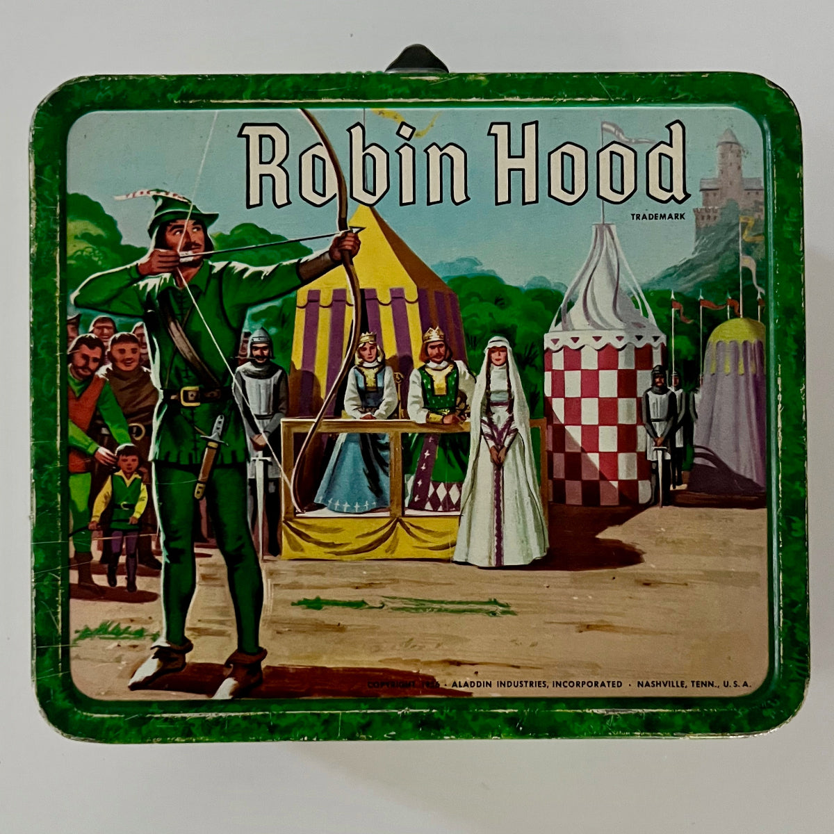 Rare Vintage 1956 Robin Hood Lunch Box with Thermos