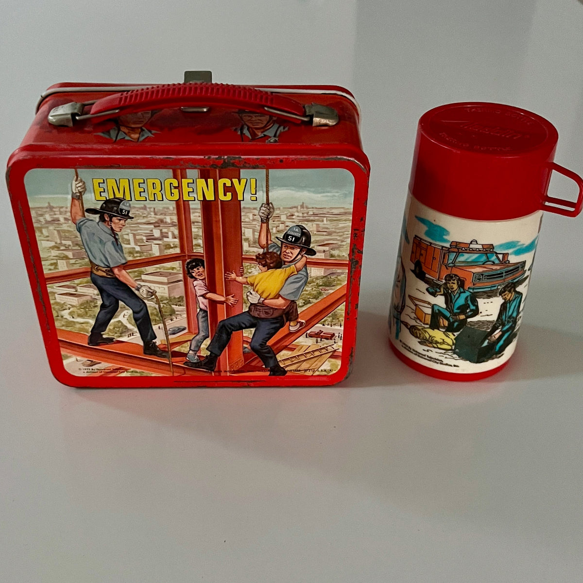 vintage 1973 Emergency Lunch Box with Thermos