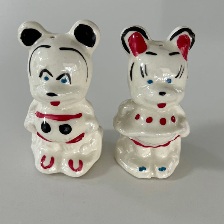 Rare VTG 2 Piece 1930-1950s Mickey and Minnie Salt And Pepper Figurine