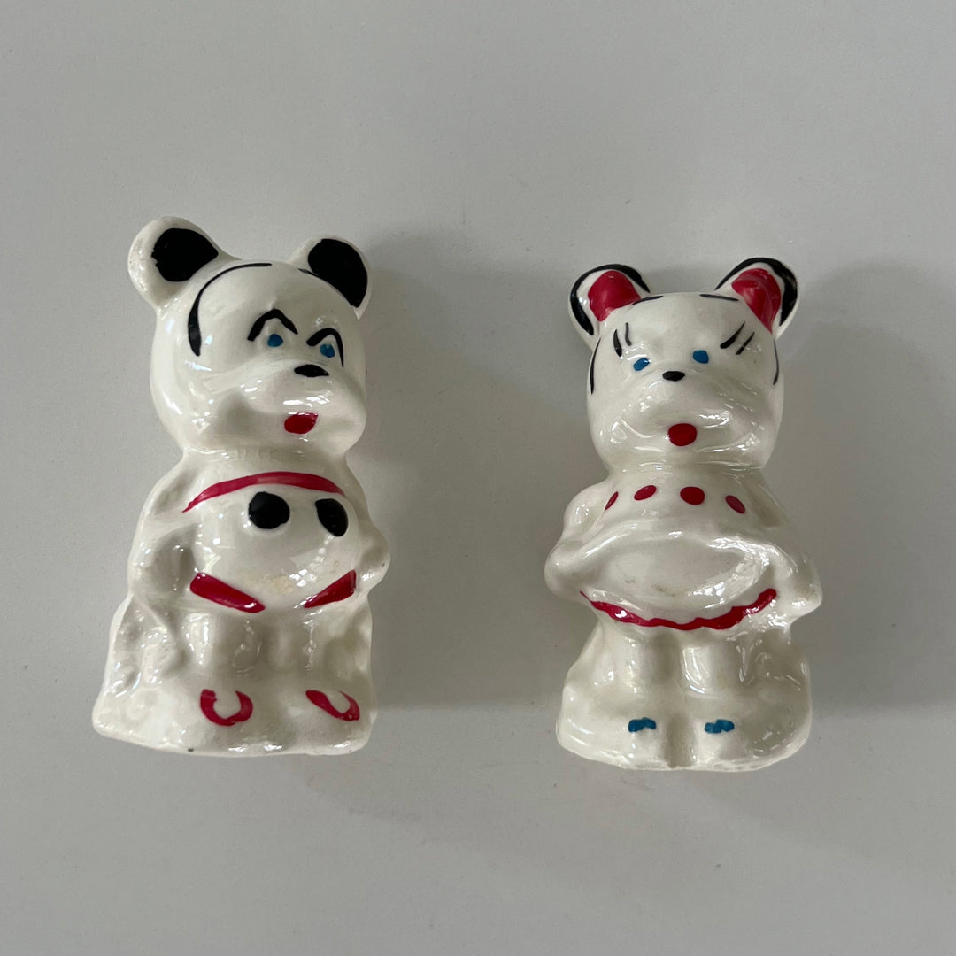 Rare VTG 2 Piece 1930-1950s Mickey and Minnie Salt And Pepper Figurine