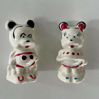 Rare VTG 2 Piece 1930-1950s Mickey and Minnie Salt And Pepper Figurine