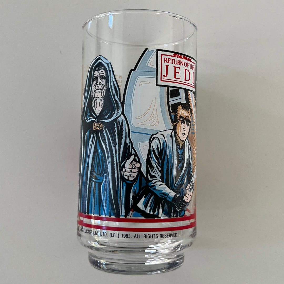 Vintage 1983 Burger King Return Of The Jedi Luke and Darth Vader Battle Collectible Drinking Glass