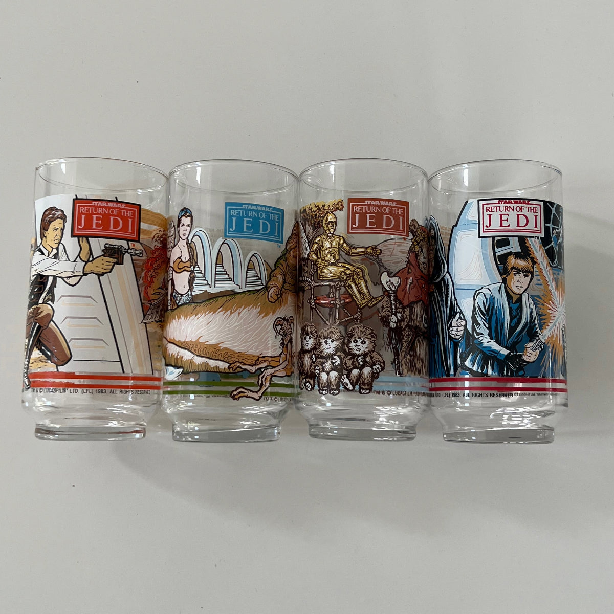 Vintage 1983 Burger King Return Of The Jedi Collectible Drinking Glass set