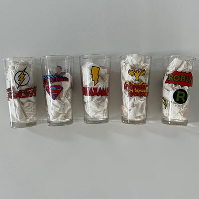 Vintage 1970s Pepsi DC Comics Collectible Glass Set 5 glasses