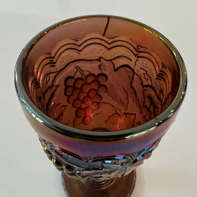 Vintage Seven Piece Carnival Imperial Purple Amethyst Decanter Glass With Grape Accent