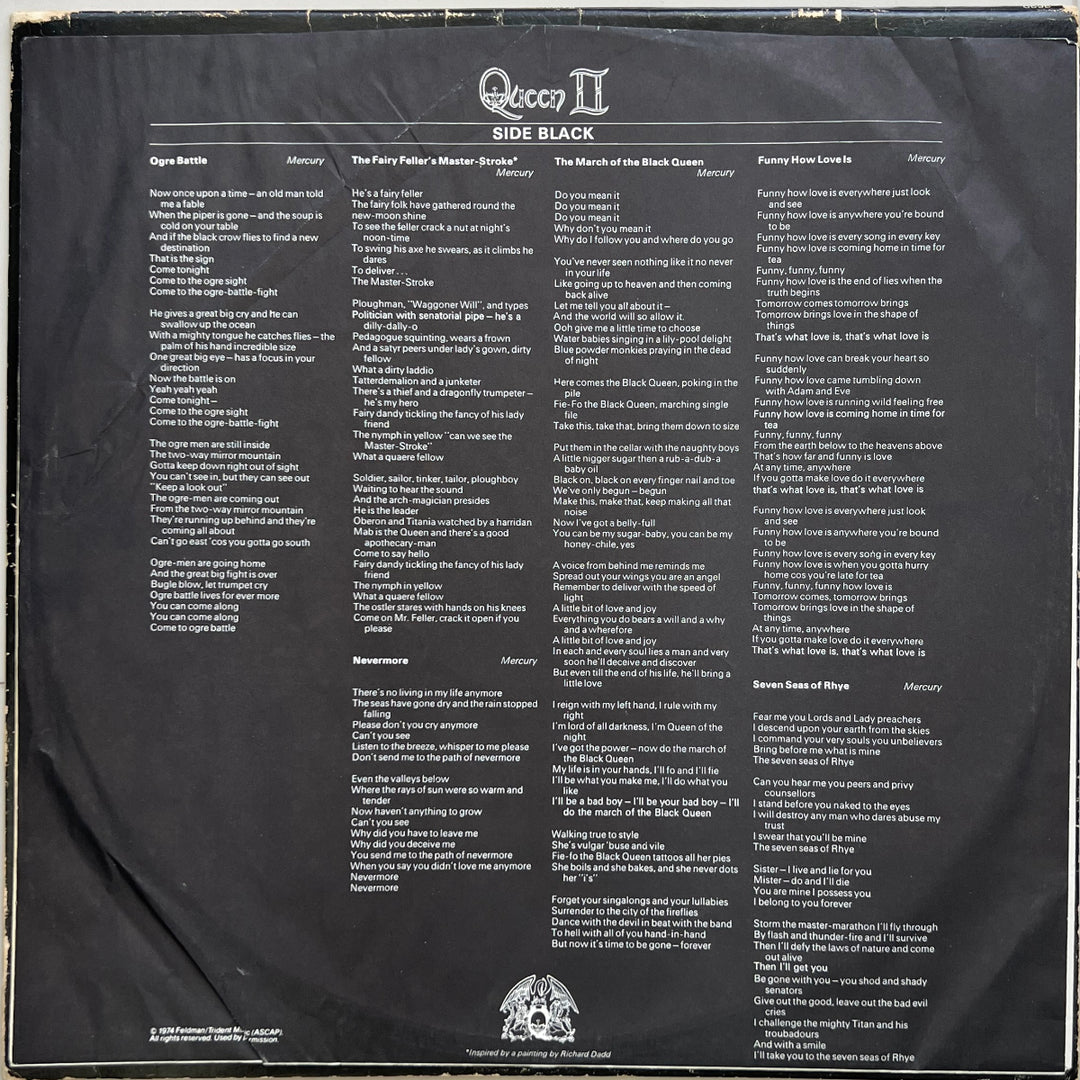 Vintage 1974 Queen II Original VTG Vinyl Album Gatefold EKS-75082