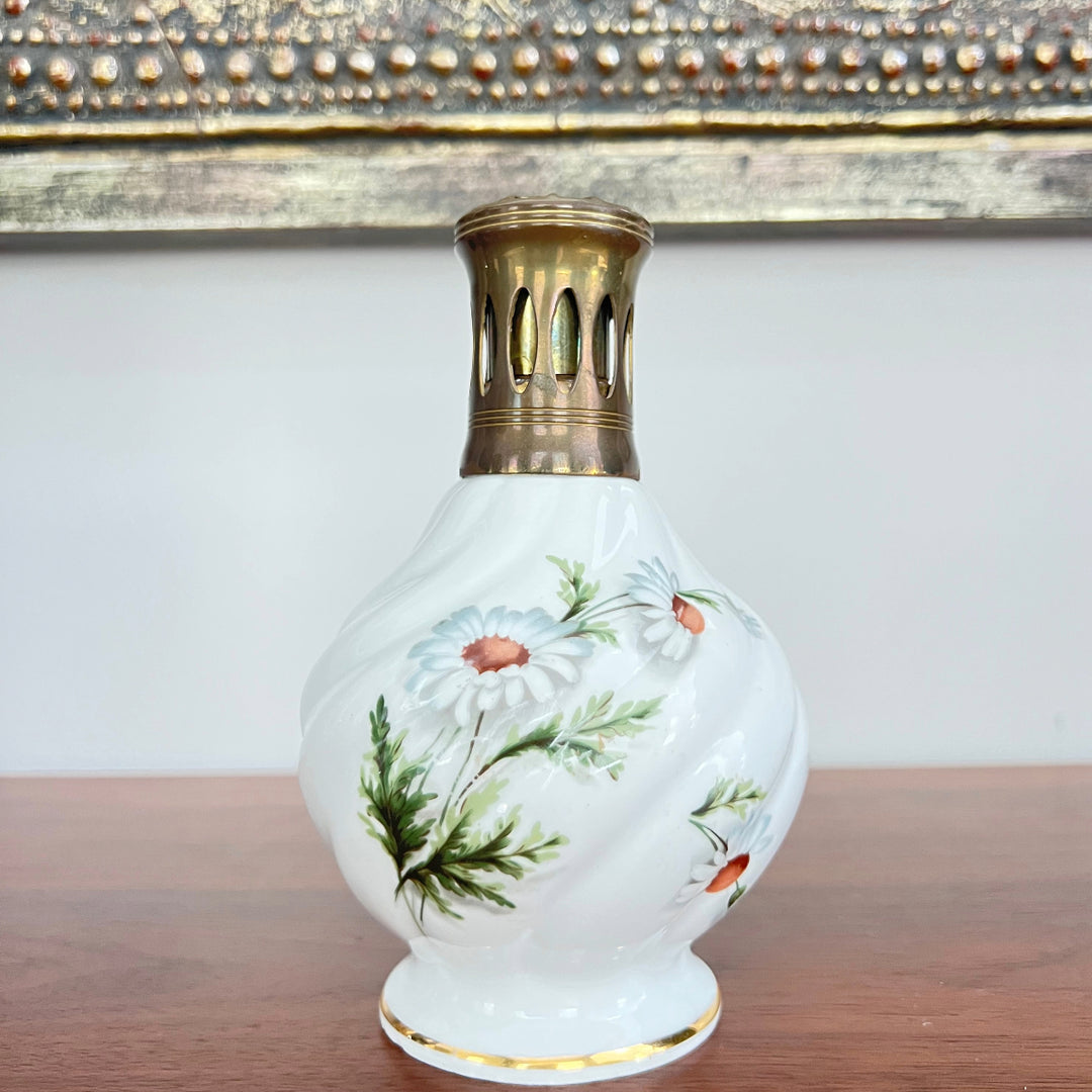 Vintage Porcelain De Paris White Floral Lampe Berger Oil Fragrance Made in France