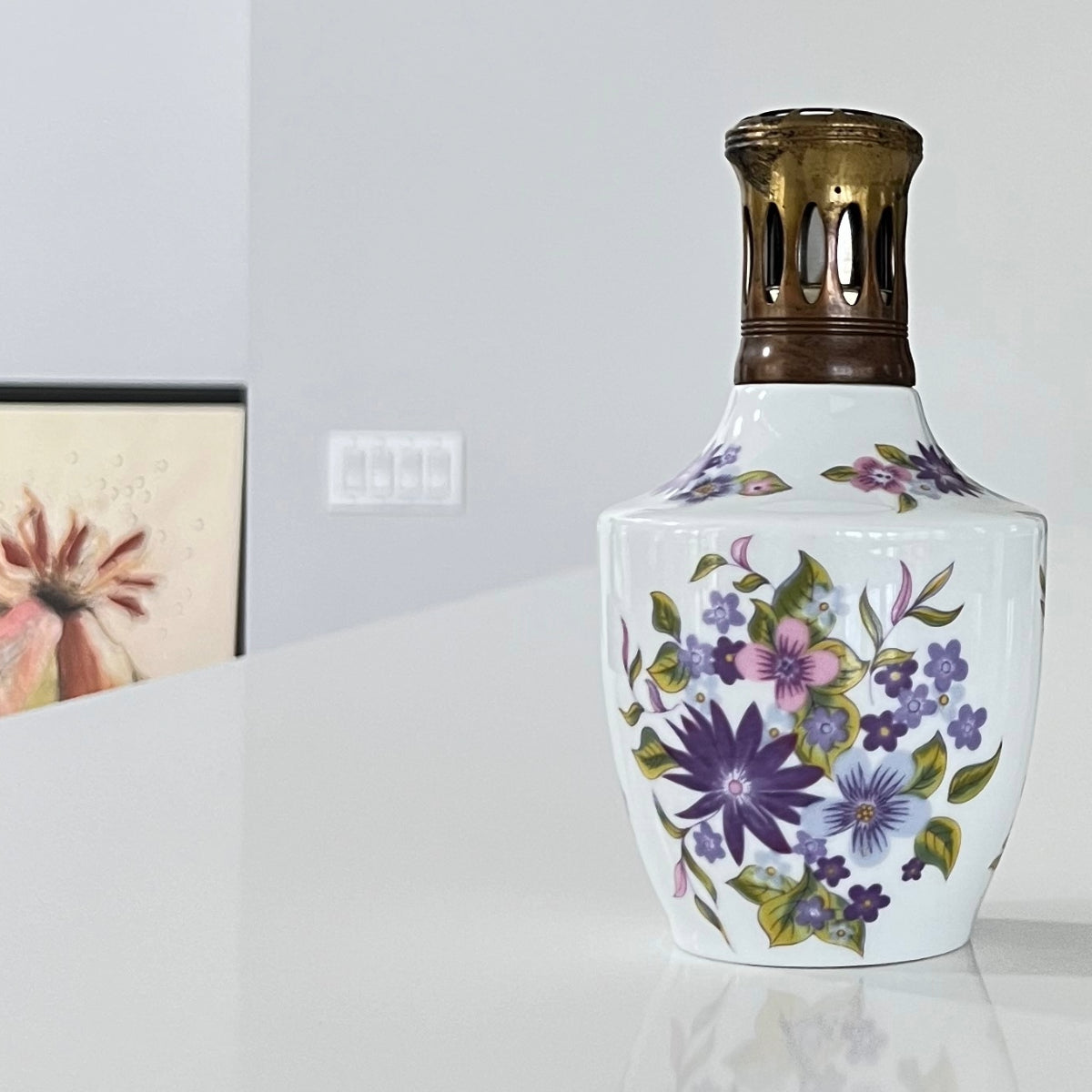 LAMPE BERGER Ancienne Porcelaine Limoges Giraud Blanche
