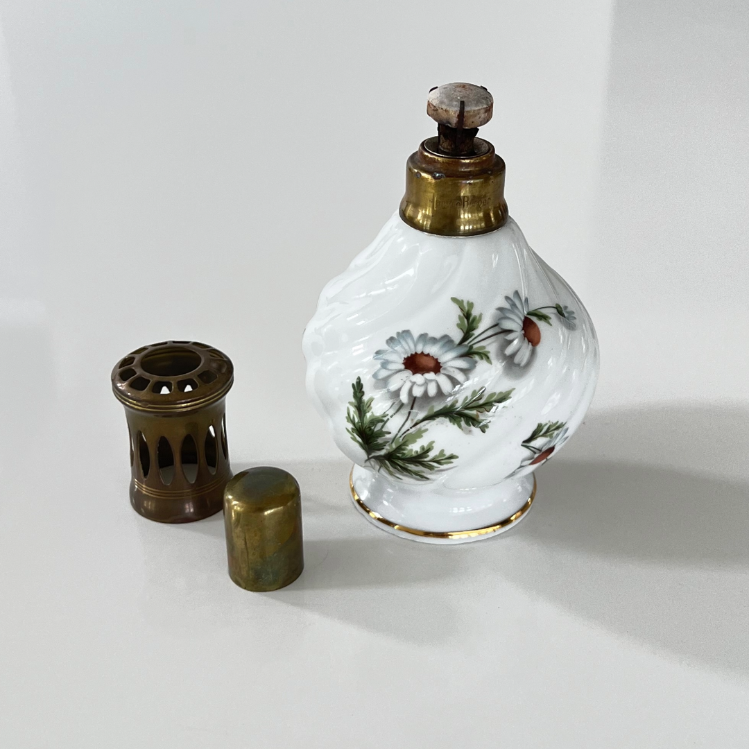 Vintage Porcelain De Paris White Floral Lampe Berger Oil Fragrance Made in France