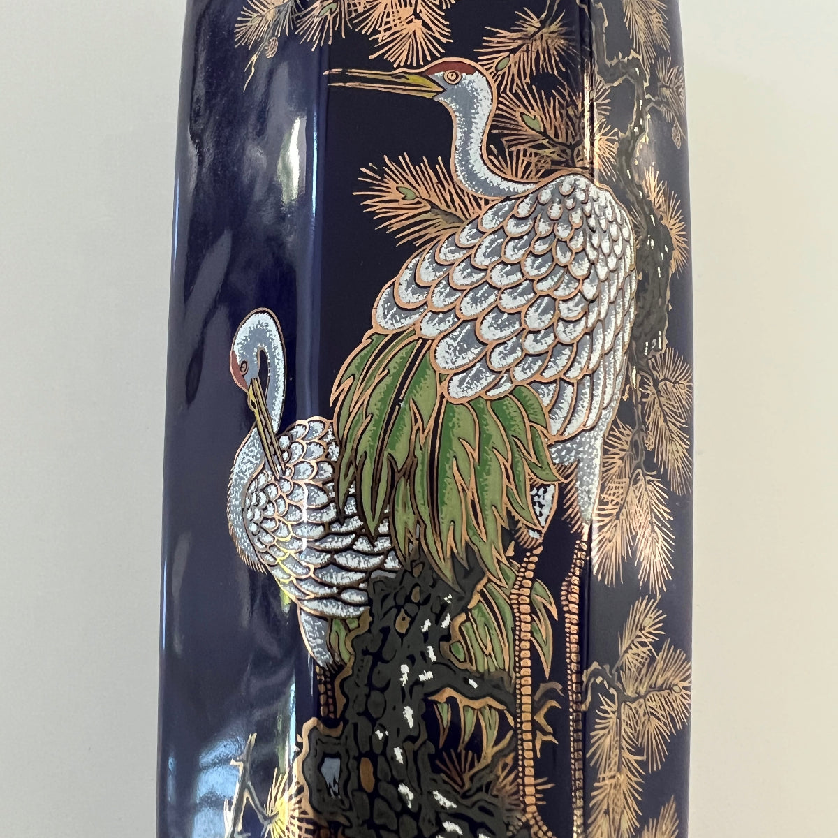Vintage Cobalt Blue Japanese Peacock Vase Made in Japan