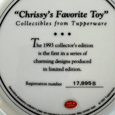 Vintage 1993 Collectibles from Tupperware Plate "Chrissy's Favorite Toy"