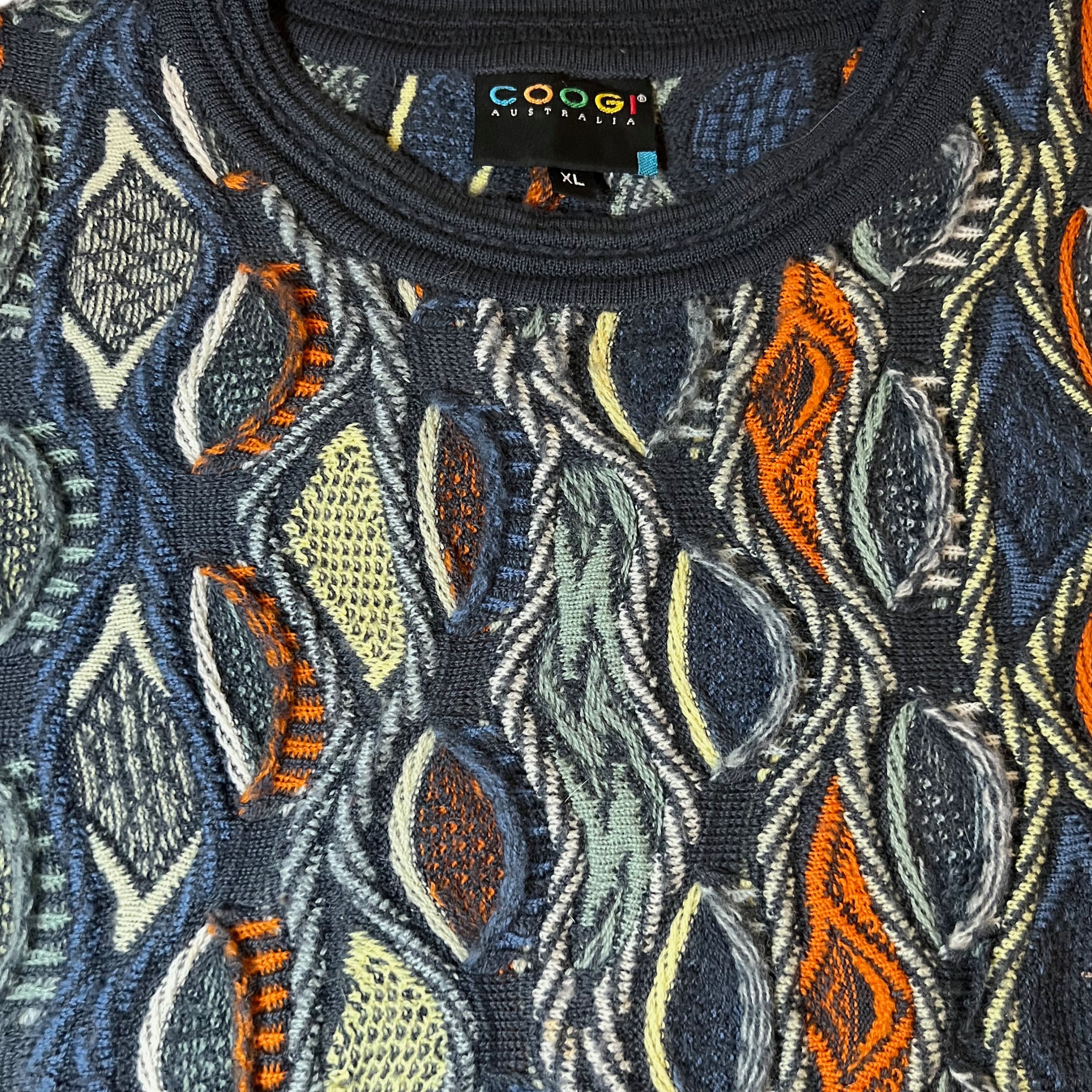 Vintage COOGI 3D knit sweater green multi color sweater. XL Vintage COOGI 3D knit sweater green multi color sweater. XL
