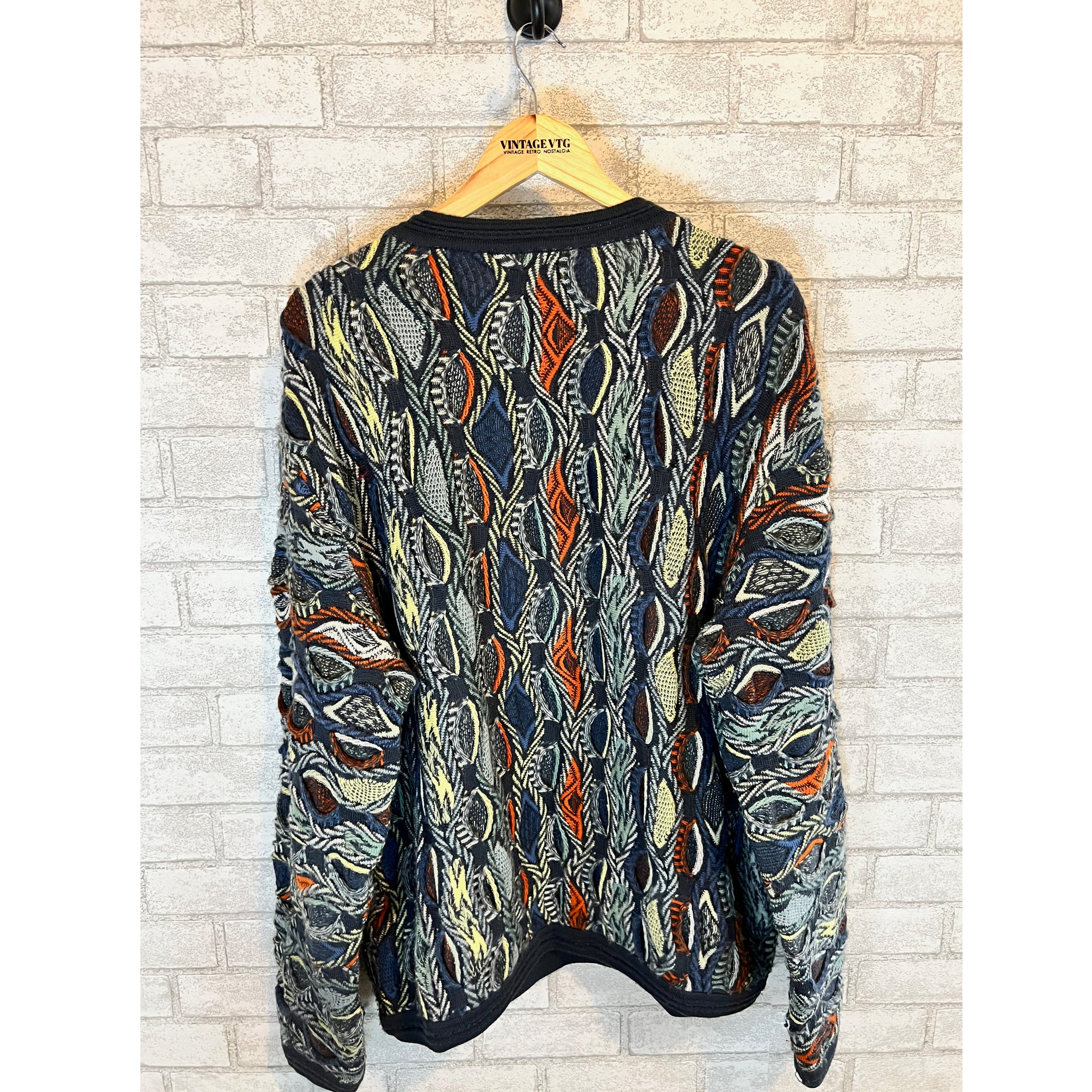 Vintage COOGI 3D knit sweater green multi color sweater. XL Vintage COOGI 3D knit sweater green multi color sweater. XL