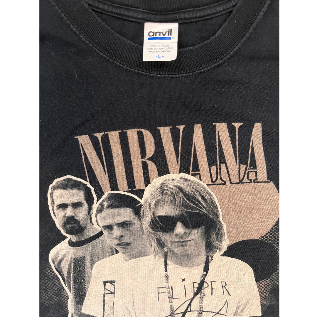 Vintage Nirvana Kurt Cobain Flipper T Shirt 2007. ANVIL Large