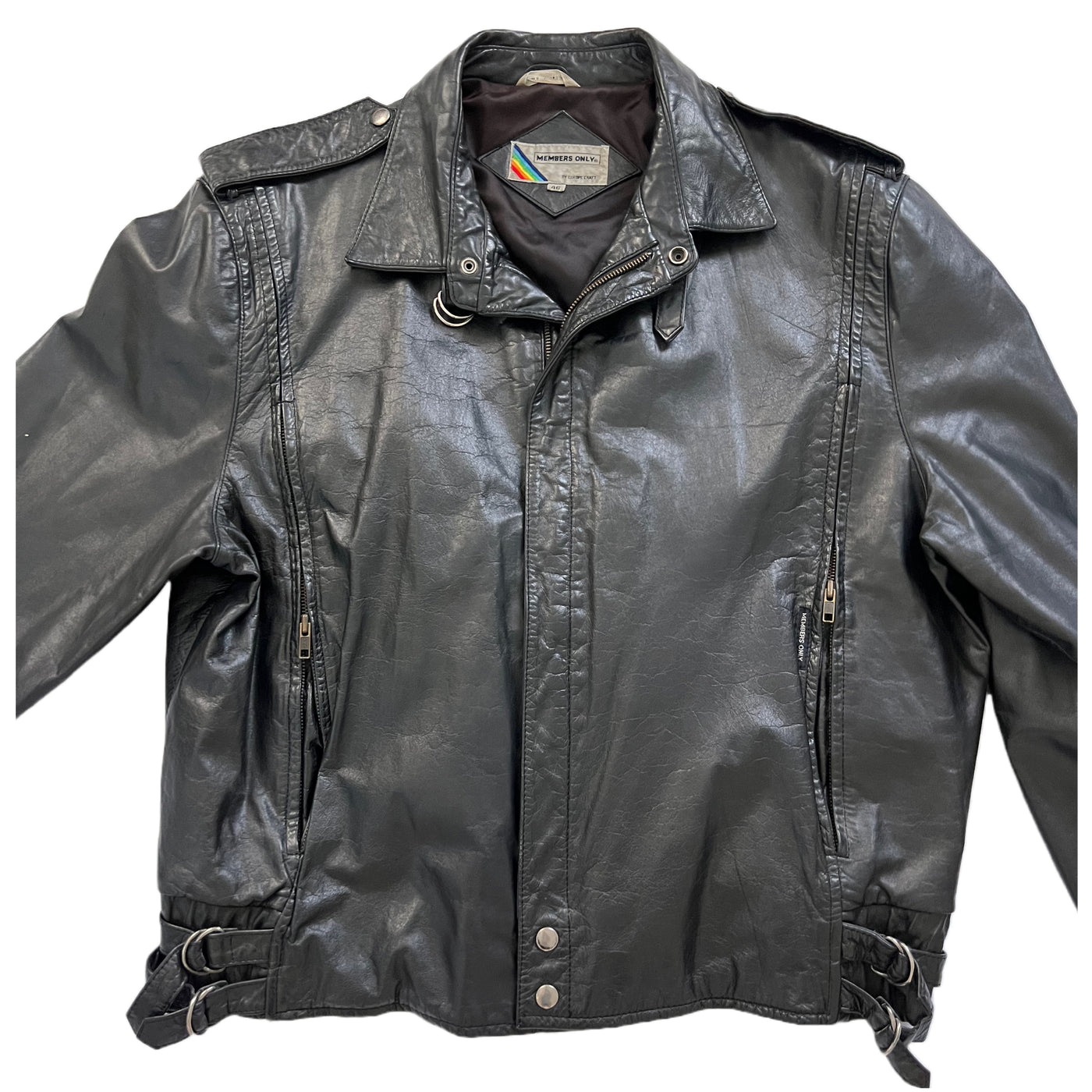 Vintage 80s Members Only Black Leather Jacket.
