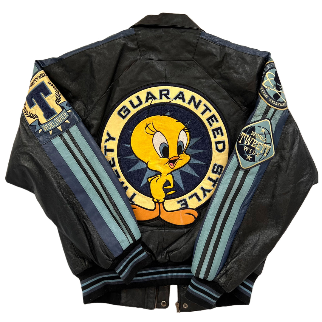 Vintage Classic Looney Tunes 1998 Tweety Leather Jacket. Size Small.