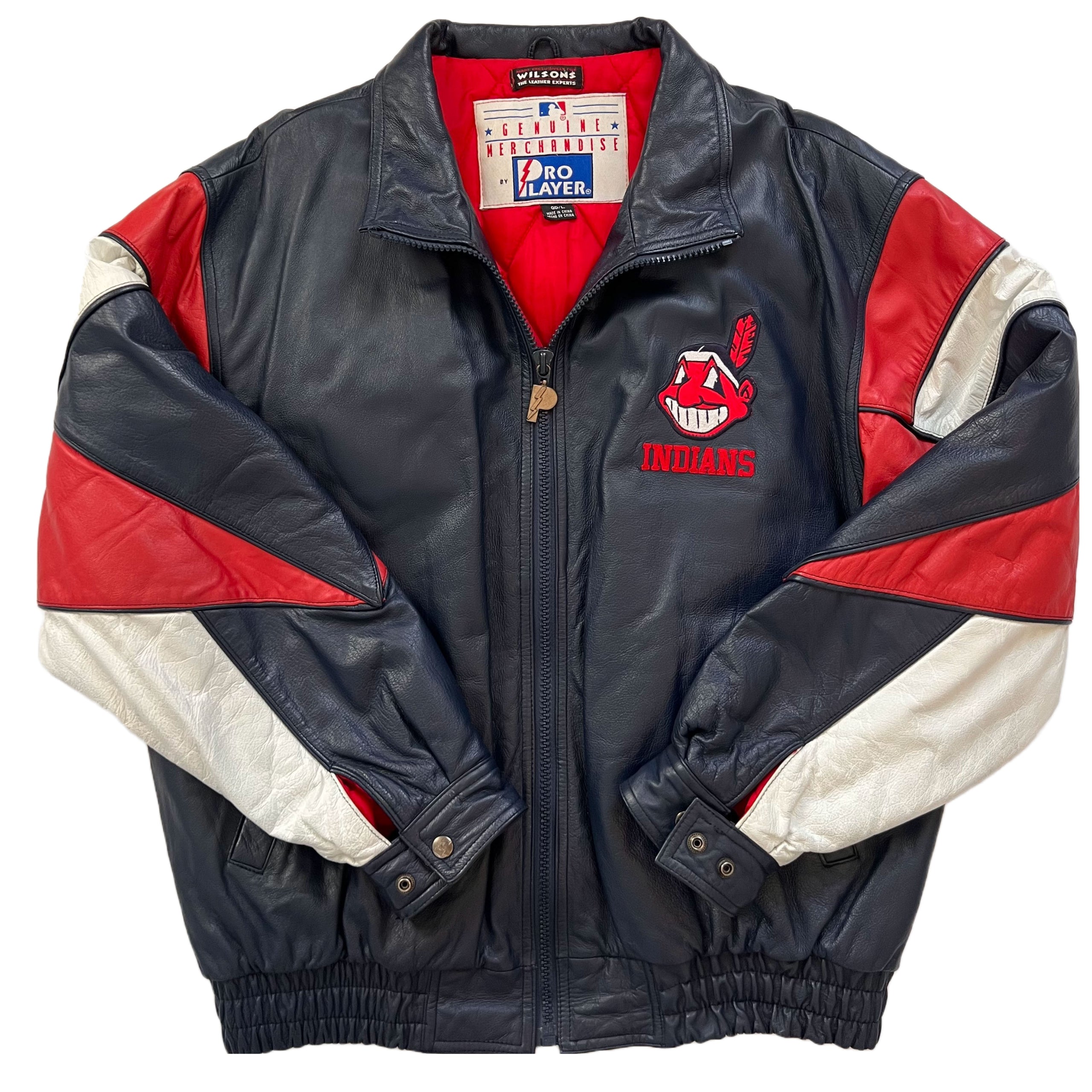 Vintage Blue Wilsons Pro Player Leather Cleveland Indians Jacket