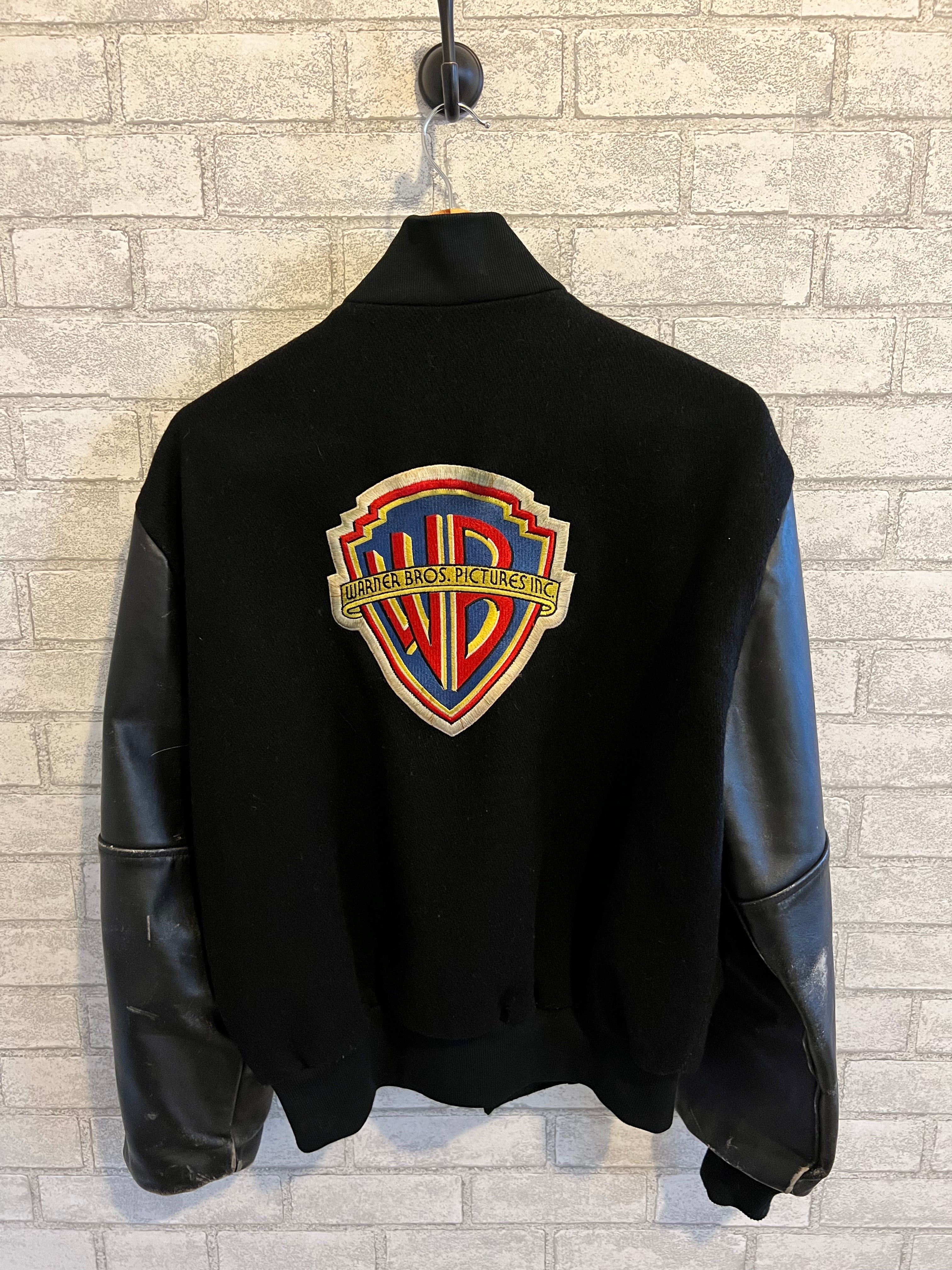 Warner Brothers Mens Large Vintage varsity bomber popular jacket Recycle wool leather 99