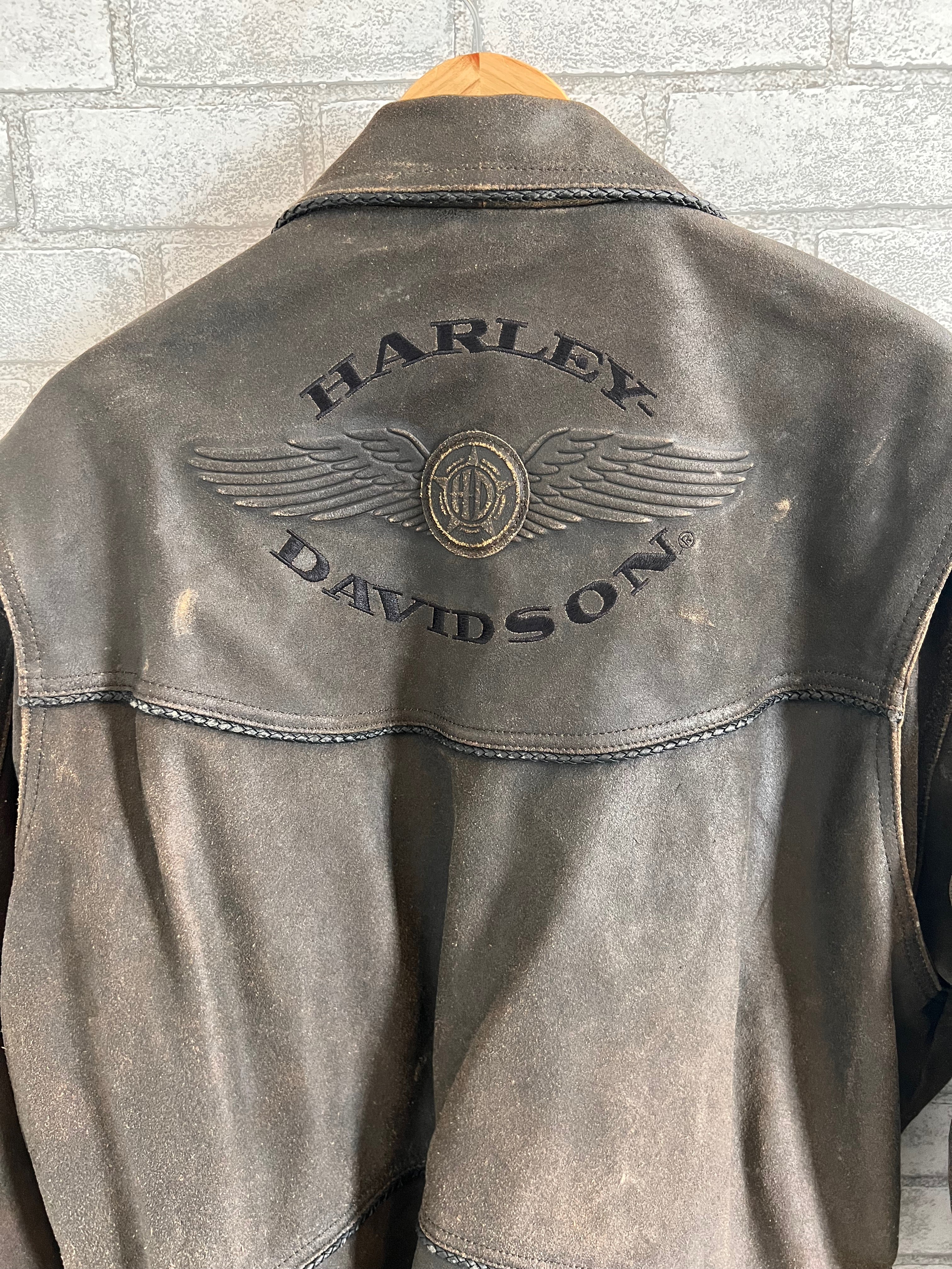 Harley davidson distressed leather on sale jacket