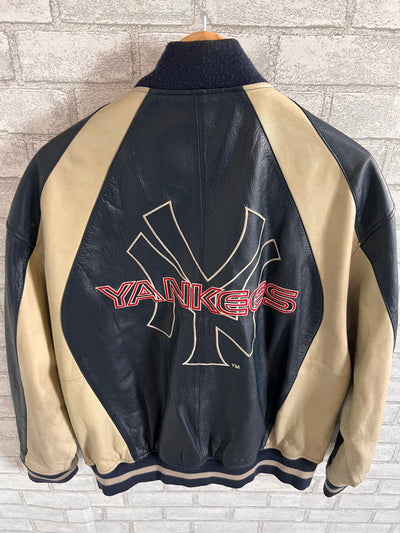 Vintage NY Yankees Leather Bomber Jacket. Large