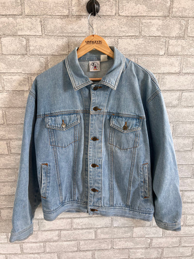 Vintage 90s Disney Denim Jacket.  Mickey & CO on back