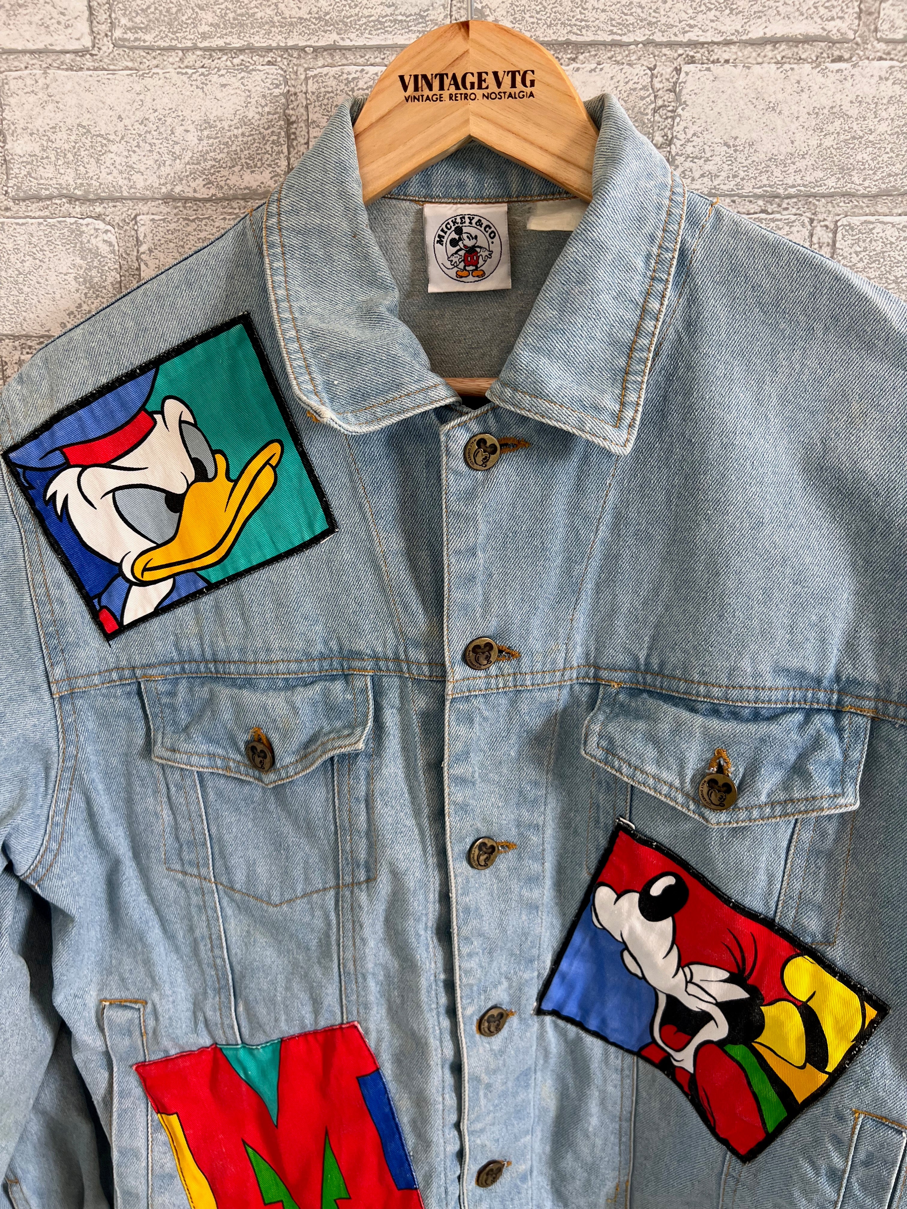 Rare vintage Mickey & Co Denim patch Jacket. Mickey, Donald and