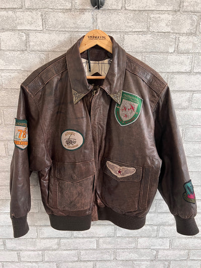 Vintage Learsi International Leather Pilot Bomber Jacket
