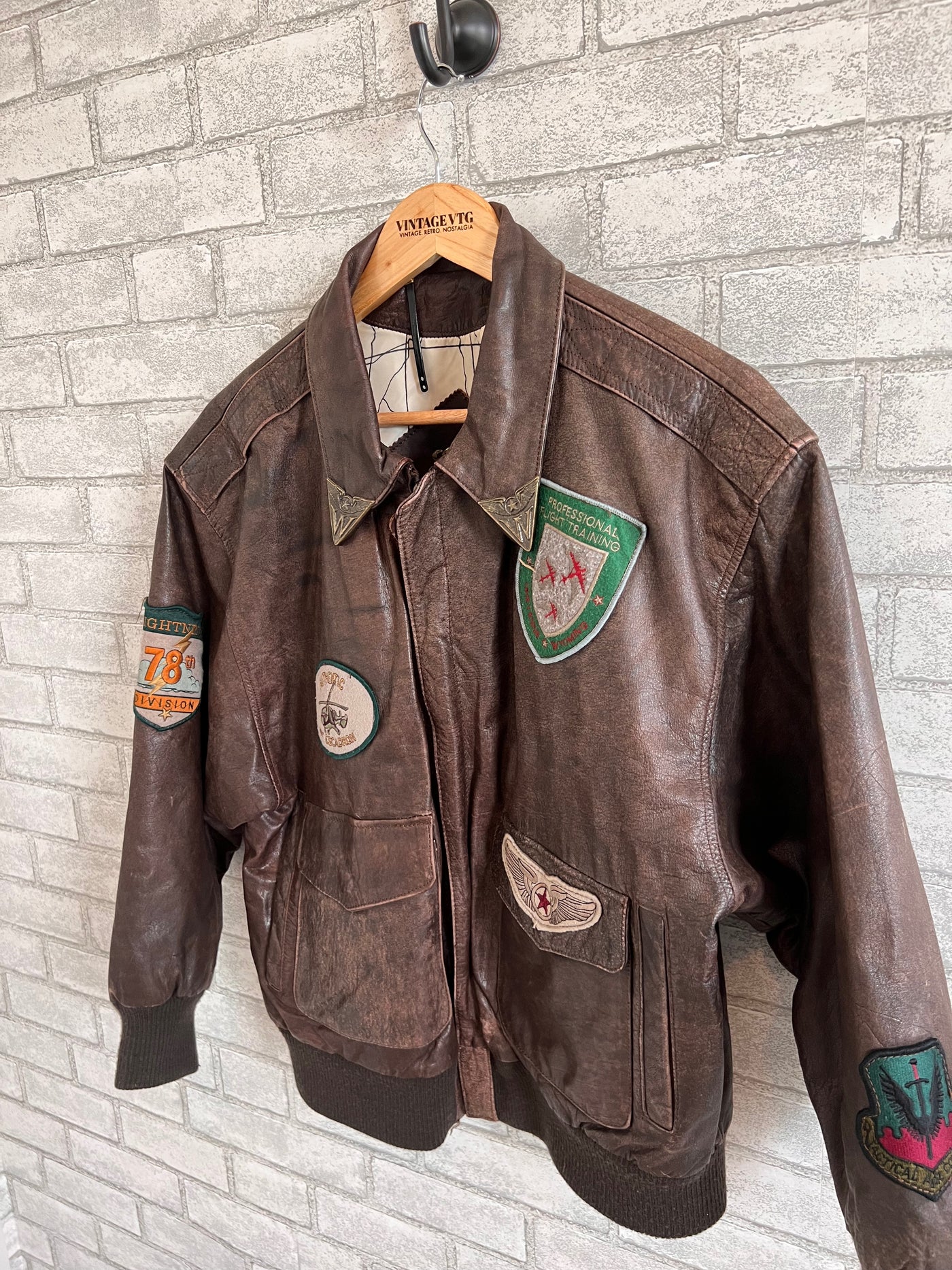 Vintage Learsi International Leather Pilot Bomber Jacket
