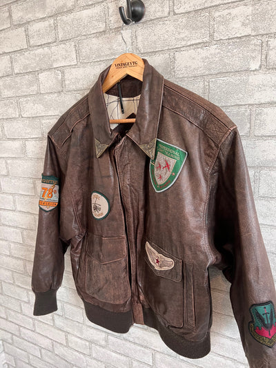 Vintage Learsi International Leather Pilot Bomber Jacket